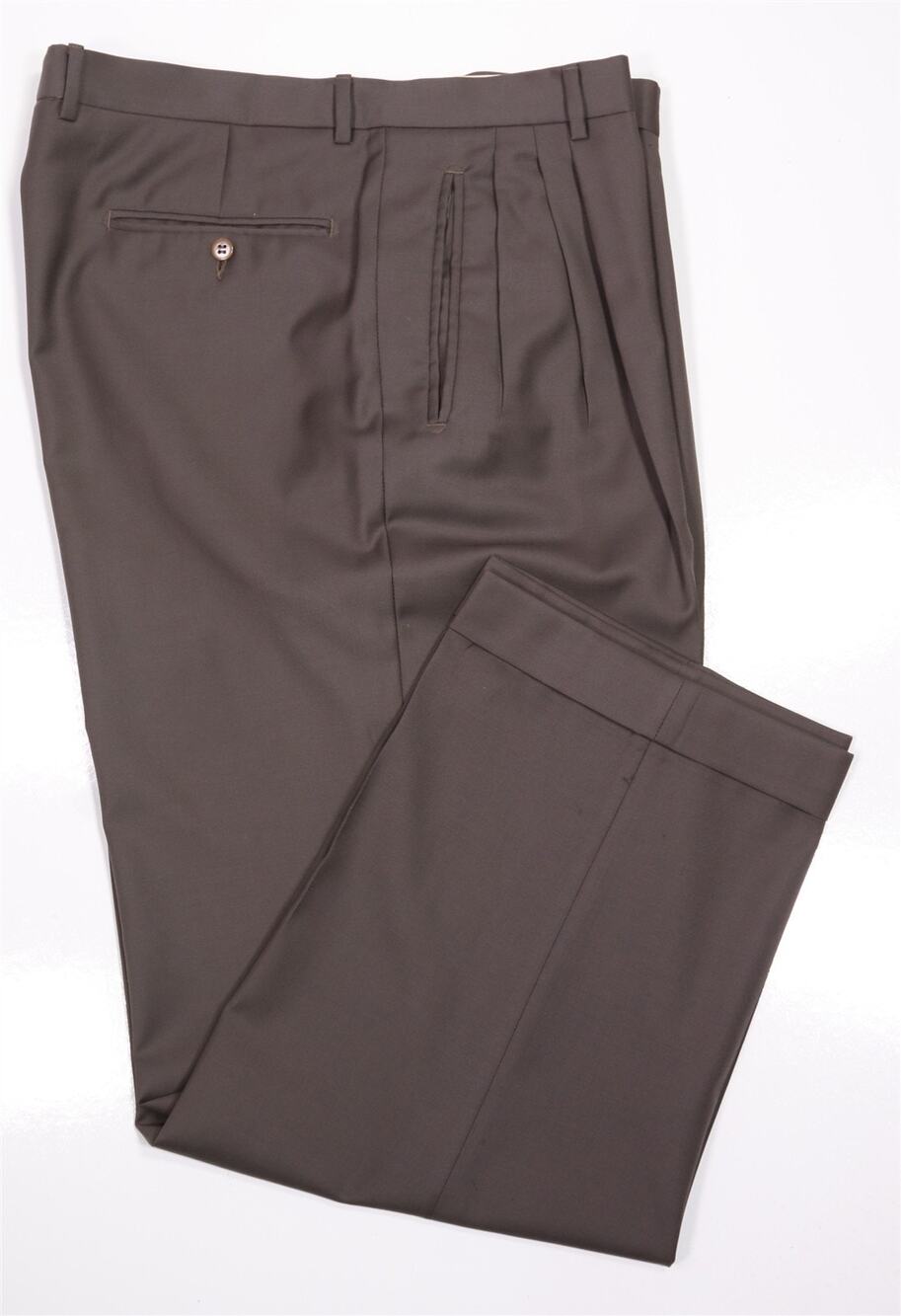 Ermenegildo Zegna Brown Pleated Wool Dress Pants Trousers 36x29